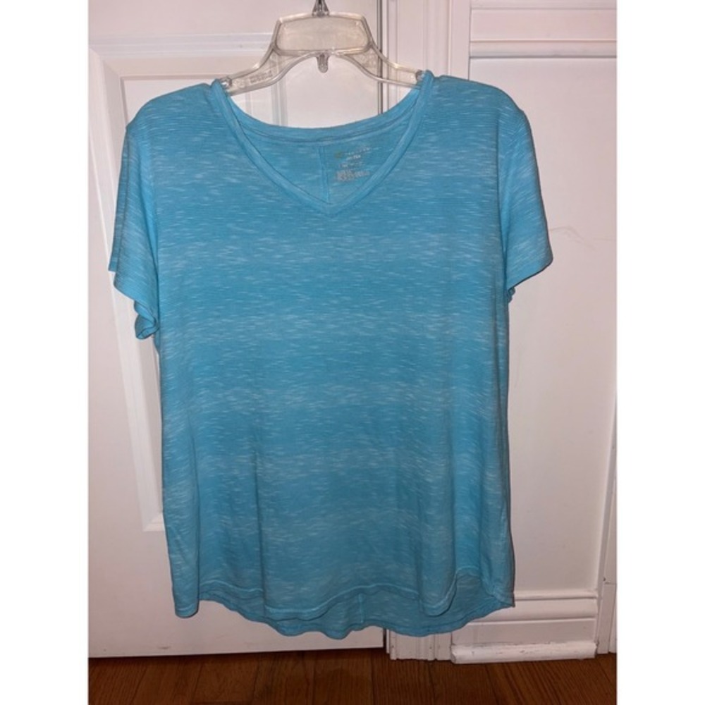 Tek Gear Dry Tek Blue Heathered V Neck Short Sleeve Tall Women's T Shirt L